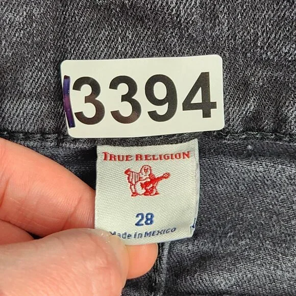 True Religion Jeans Mens 28 Black Rocco Relaxed Skinny Leg Flap Pocket Denim - Picture 10 of 13